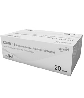 EUROPAPA COVID-19 Corona Antigen Kviktest - Kombi til Næsepodning eller Spyttest (20 test)